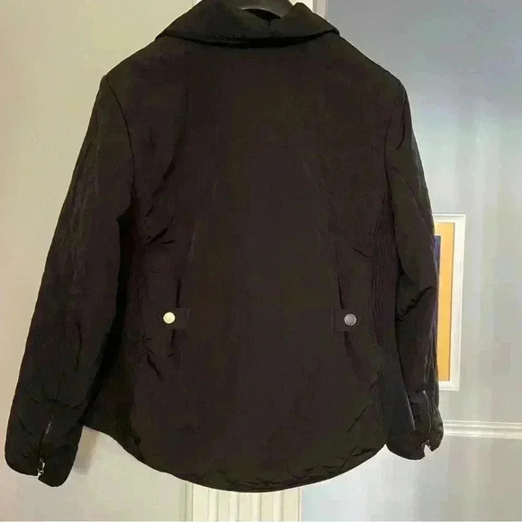 Talbots Full Zip Quilted Jacket Size XL Black Collared Faux Leather Trim Outdoor - Picture 10 of 14